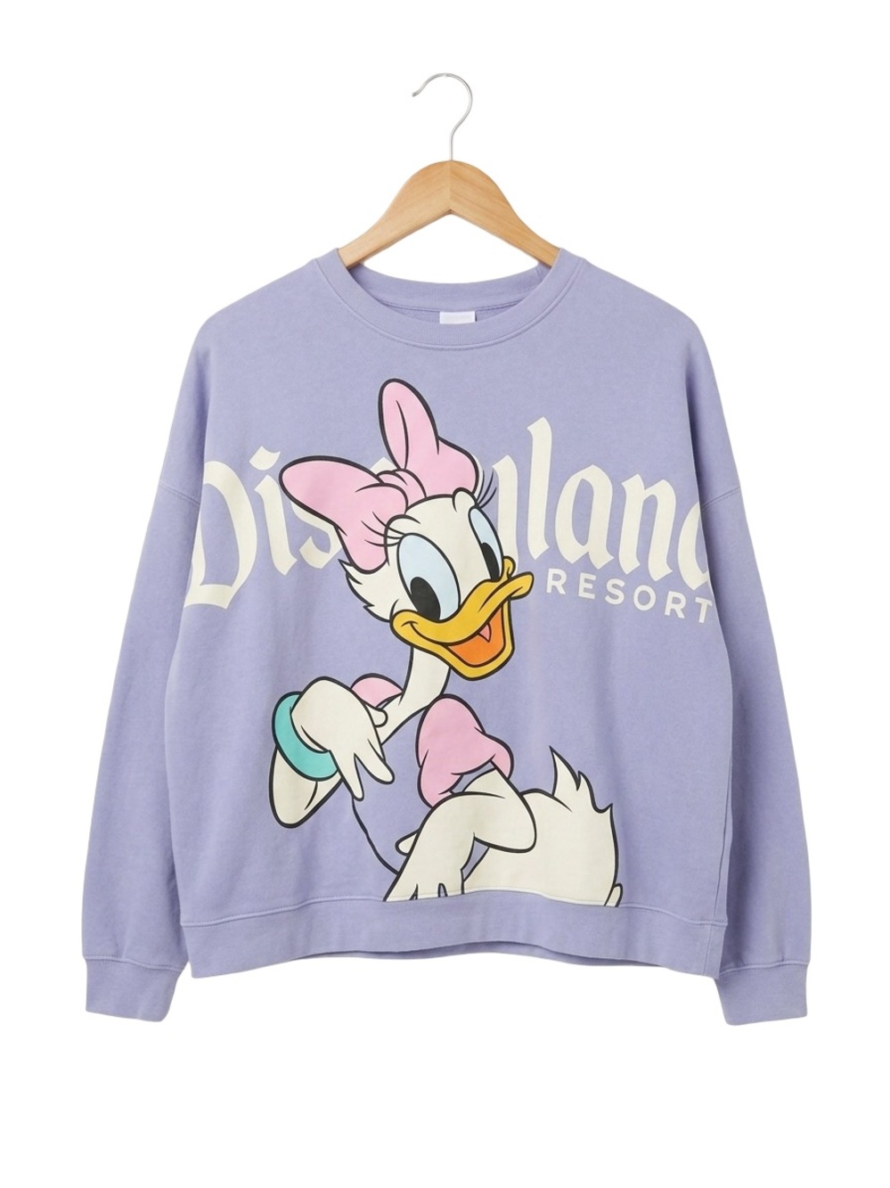 Disneyland Resort Daisy Duck Purple oversized crewneck sweatshirt front to back